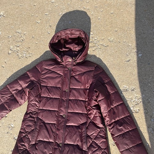 Barbour Womens Weatheram Quilt Longline Puffer Coat Aubergine/Black Sz 10 #C1194 - Picture 5 of 8