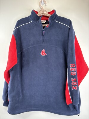 Boston Red Sox Baseball Pullover Jacket MLB Men Large 1/4 Zip