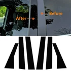 6Pcs Fit For Ford Escape 13-19 Gloss Black Pillar Post Door Window Moulding Trim