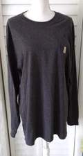 Carhartt Men's Gray Loose Fit Long Sleeve Front Pocket T-Shirt XL