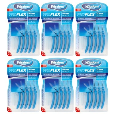 WISDOM PROFLEX 6 PACKS OF 5 Interdental Brushes 0.6 mm BLUE ISO SIZE 3 NEW