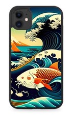 Japanese Koi Wave Rubber Phone Case Kois Fish Artwork Japan The Great Tidal BB82