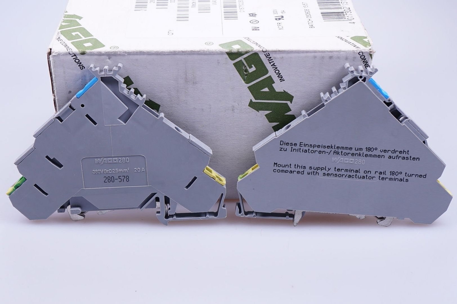1 Piece WAGO 280-578 3-Leiter-Actuator Feed Terminal, Gray