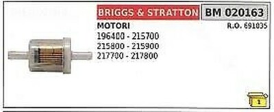 Filtre Carburant Filtre à Essence Briggs & Stratton 691035 - Pièce Originale Filtre Carburant Briggs Stratton