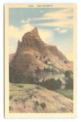 Postcard Bad Land Butte Badlands of South Dakota Rushmore R-346 Unposted Linen