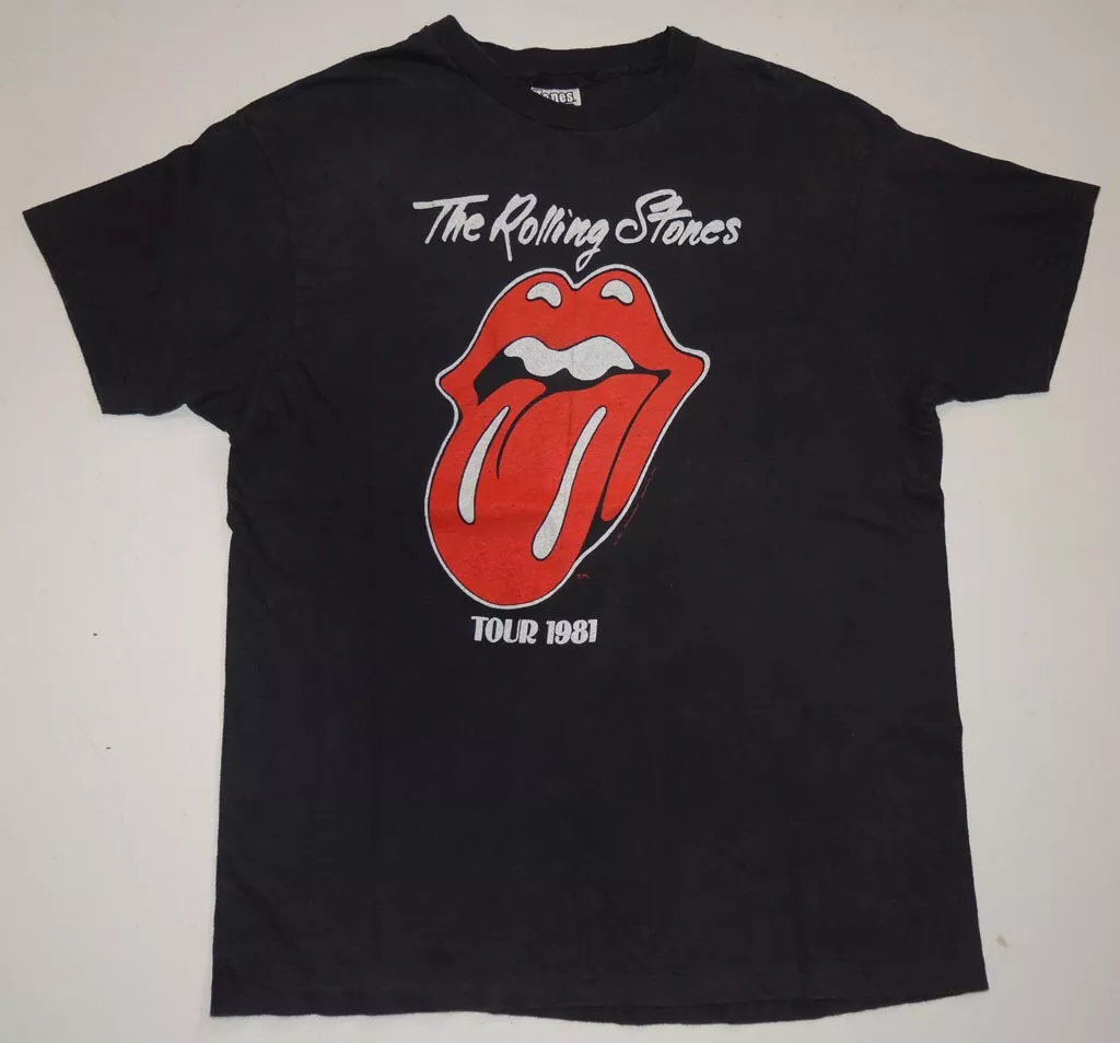 Vtg 1981 Rolling Stones Concert Tour T Shirt Lg Warhol Lips & Tongue USA