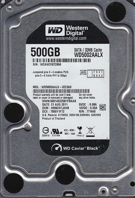 Western Digital 500 GB Black SATA III 7200 RPM 32 MB Cache Bulk/OEM Hard Drive