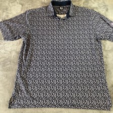 FootJoy Polo Shirt Mens XL Navy Floral Print Golf Club Performance Short Sleeve