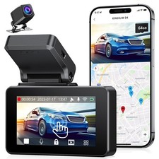 The front and rear dashcams are 4K, and a 64GB card and GPS are included as gift