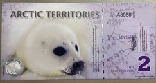 Arctic Territories 2 Polar Dollars 2010 Polymer FDS/UNC (Fancy Banknote)