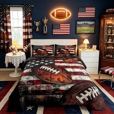 Football Comforter Set Queen Size Kids American Flag Comforter for Boys Girls