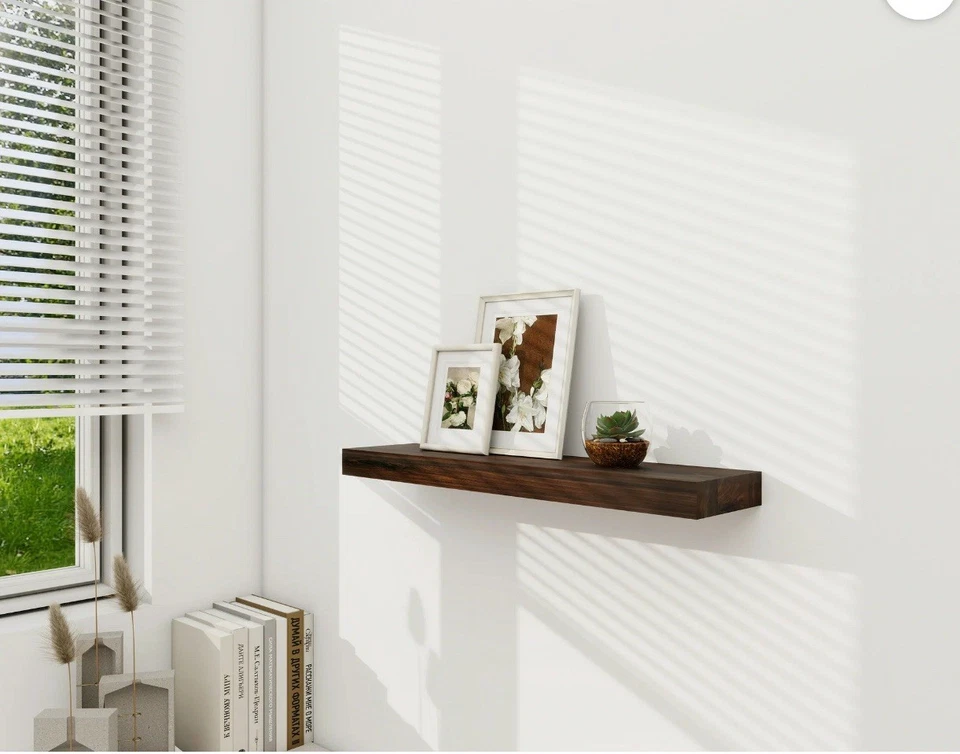 Mainstays Walnut 23" Wood Floating Shelf 4 Pack SALE DEAL Hardware Included - Image 3 of 4