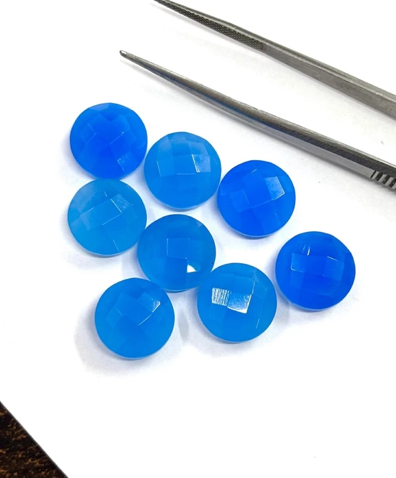 Natural Blue Chalcedony Round Briolette Cut Gemstone for Soft Bright Jewelry - Image 3 of 4