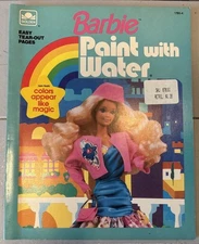 Unused Vtg 1990 Golden Barbie Paint w Water Activity Book