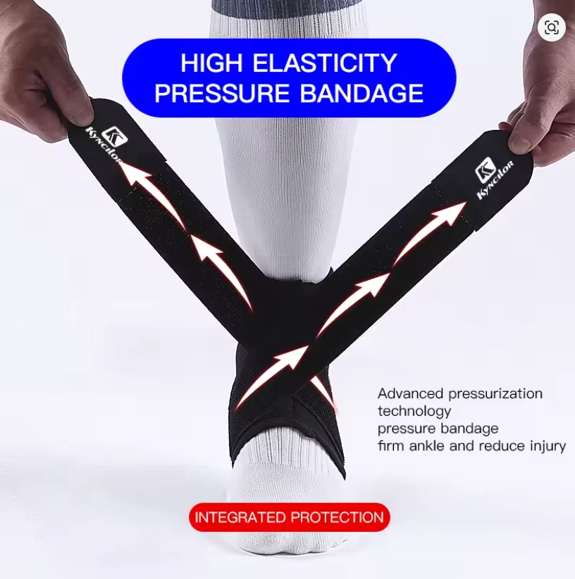 Soporte de tobillo de compresión ajustable, soporte deportivo estabilizador para alivio de esguinces Foto 4 de 4