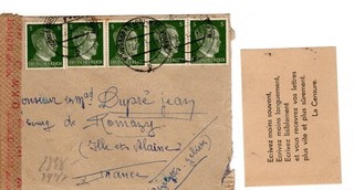 lettre Prisonnier de Guerre 1943 CENSURE