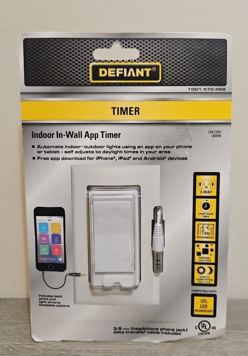 Defiant Indoor In-Wall App Timer 1001470469 Programmable 3-Way 15A/120V