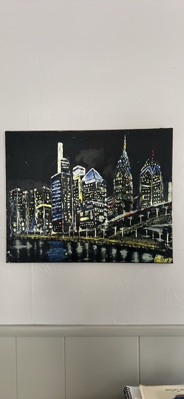 Philadelphia At Night - Original Oil Painting