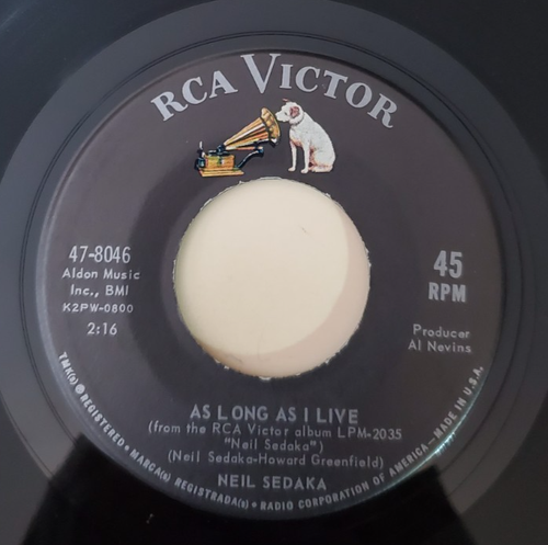 Neil Sedaka BREAKING UP IS HARD TO DO (ROCK N ROLL 45) #8046 PLAYS VG++ NO NOISE - Imagen 4 de 5