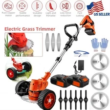 2500W Cordless Electric Lawn Mower, 3 Blades Yard Weeder/Cordless Lawn Mower