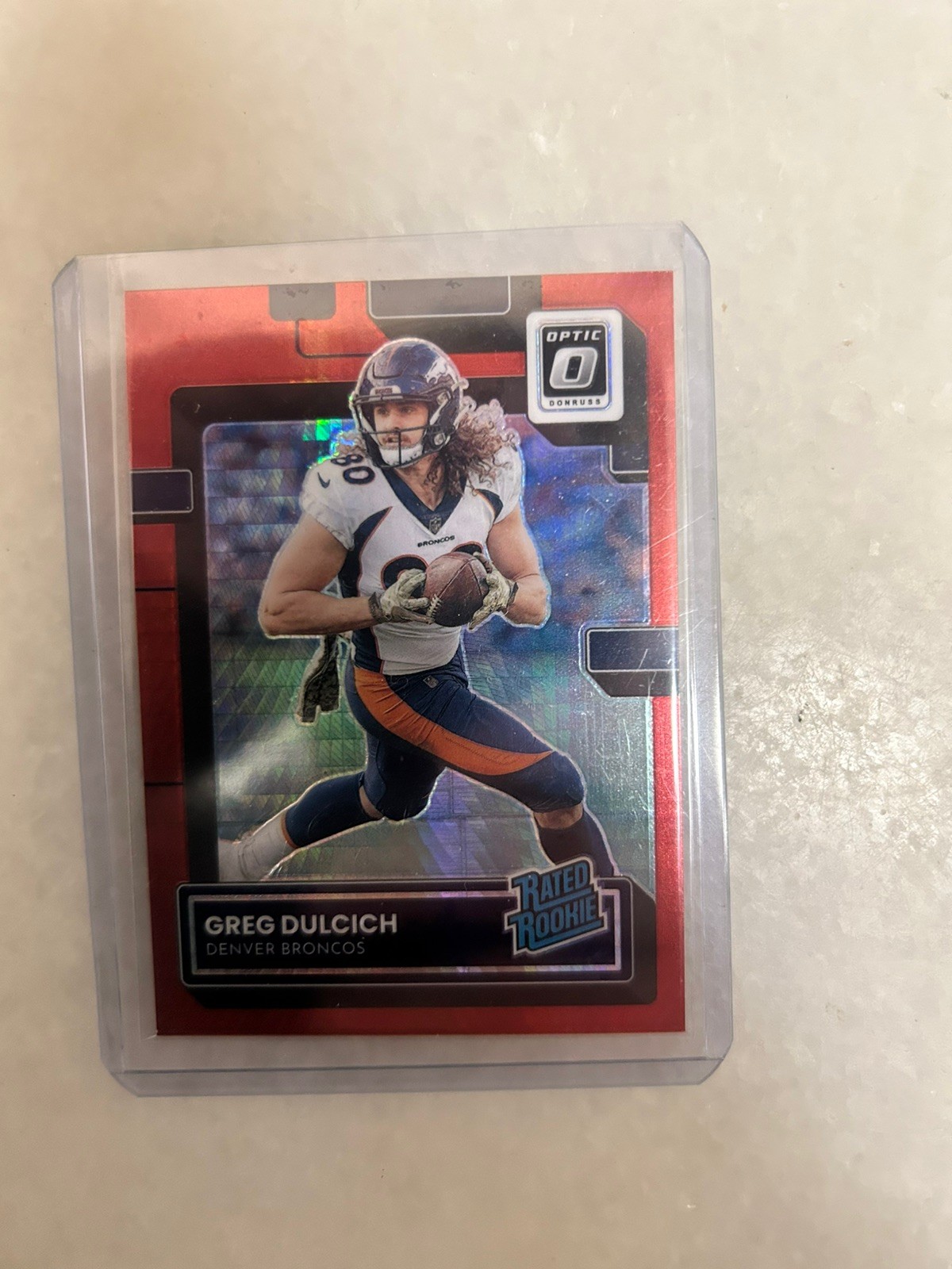 2022 Optic Greg Dulcich Fanatics Exclusive Red Hyper Rated Rookie - #288