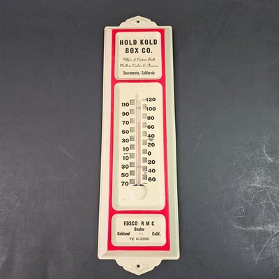 VTG Hold Kold Box Co Metal Thermometer Sacramenta Oakland Ca EDSCO Dealer 12''