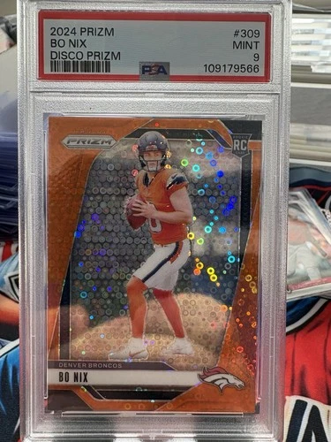 2024 Panini Prizm Bo Nix Rookie Orange  Disco Color Match PSA 9 🔥