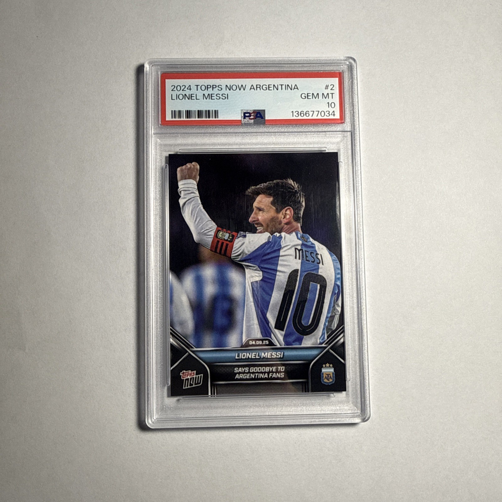 2024 TOPPS NOW ARGENTINA #2 LIONEL MESSI PSA 10 GEM MINT WORLD CUP view 1