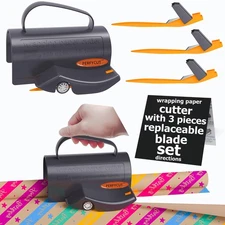Wrapping Paper Cutter with 3 Replaceable Blade Sets for Birthday Paper Gift W...
