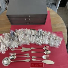 Set Cutlery 128 P Christofle Pompadour Very Beautiful Mint Silver Metal Box New