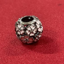 Sterling Silver 925 ALE Pandora Primrose Meadow Pink Black Charm Bead