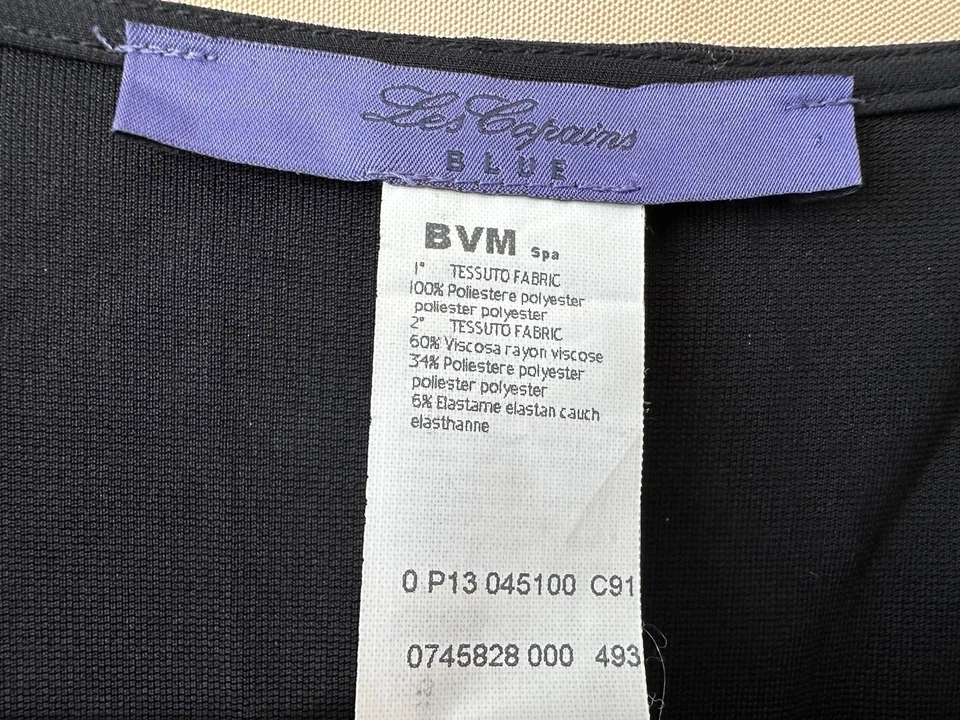 全新 蓝色 Les Copain 黑色花朵贴花 女式 48 码 罗马尼亚制造 — 第 3/4 张图片