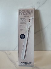 Conair Double Ceramic Flat Iron 1" White  Pink Floating Plate Fast Heat-Up New