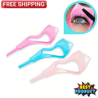 3-in-1 Eyelash Template Curler Mascara Guard Applicator Comb Brush Cosmetic Kit