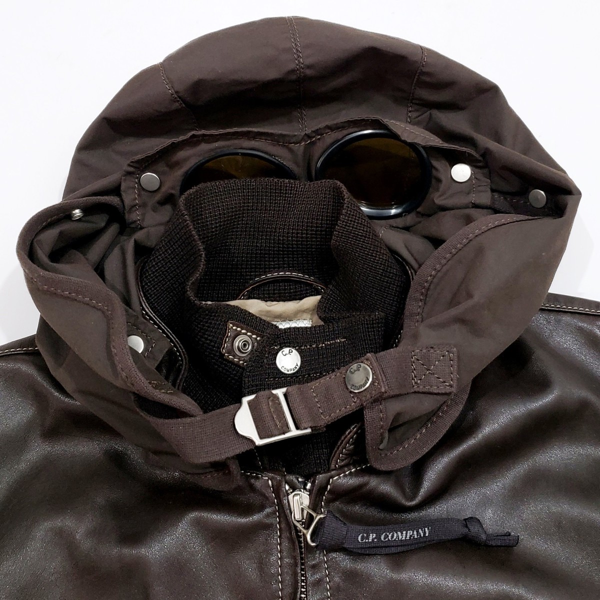 CP COMPANY 500 MIGLIA STONEY Leather Jacket Flight Biker Aviator 