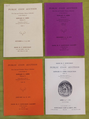 Howard D. Gibbs collection auction cats, parts 1-4, by Hans Schulman, 1970-1971