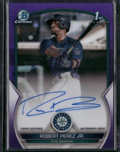 2023 Bowman Chrome Robert Perez Jr. Purple Auto /250 Refractor Mariners 1st