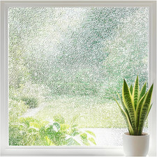 Frosted Glass Window Privacy Film with Ice Vein Texture, Static Cling UV Blockin