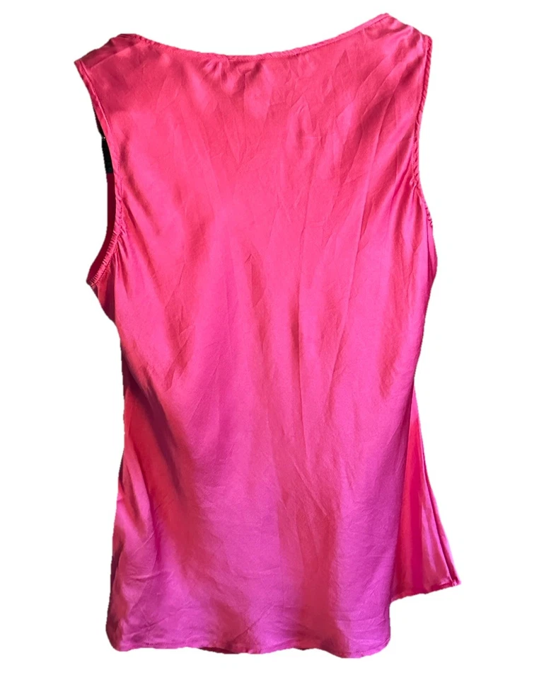 Vtg Womens Silk Lace Trim Babydoll Top Medium Pink Romantic Feminine Y2K Barbie - Image 4 of 4