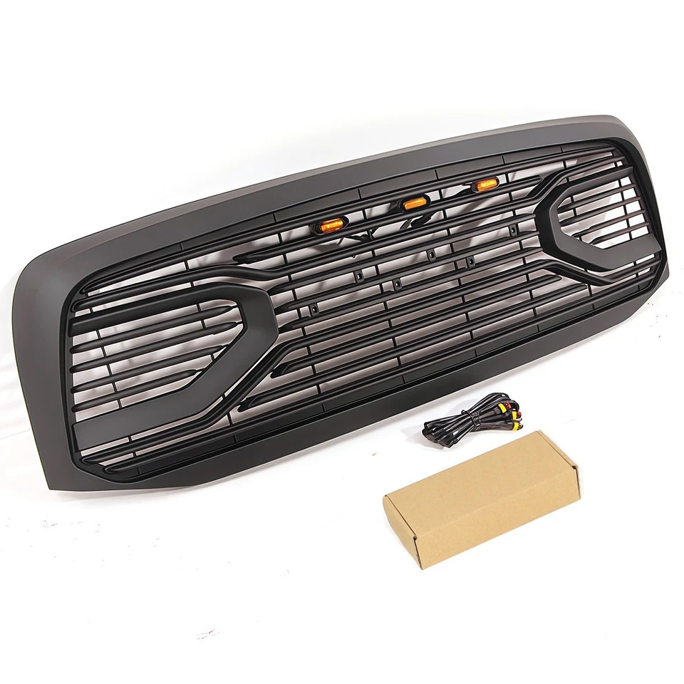 Parrilla delantera para Dodge RAM 1500 2006-2008 Big Horn parrilla de parachoques negra con luces Foto 3 de 4