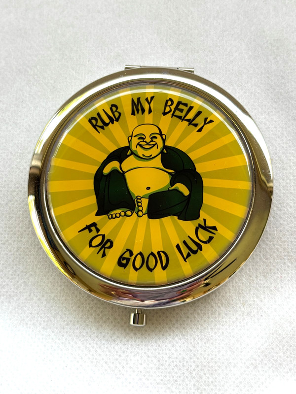 Lucky Brand Rub My Belly For Good Luck Double  Makeup Mirror