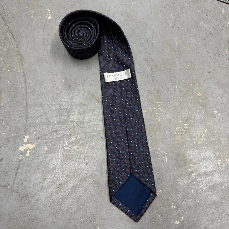 Corbata Braemore 1937 100% seda lunares tejida hecha en Italia colorida 2,75" Foto 3 de 4