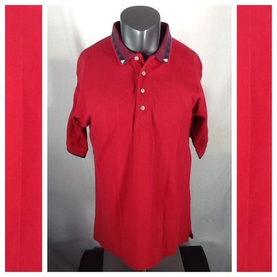 Vintage Greg Norman Collection Polo Golf Shirt Mens (Med) Striped Solid Red