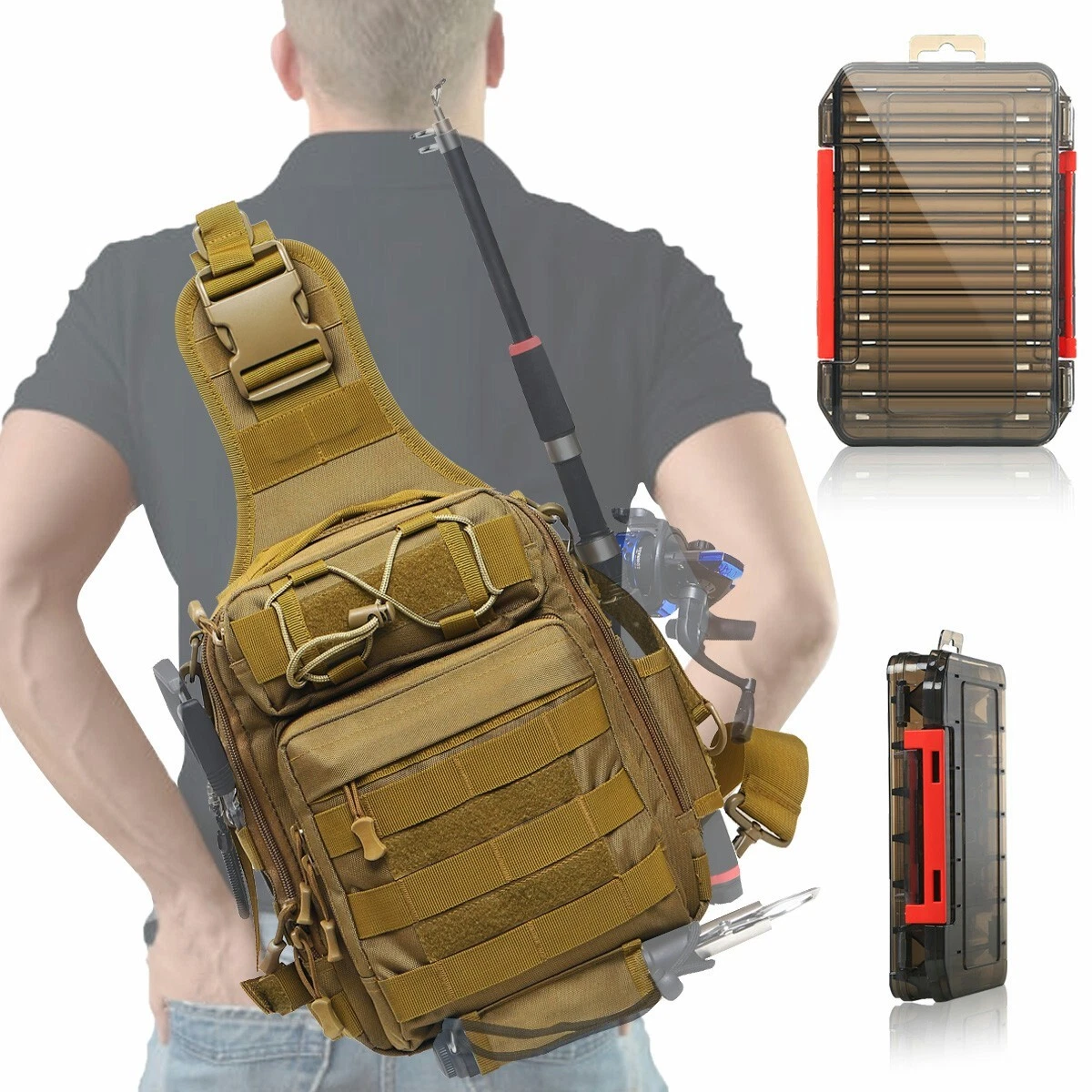  Goture Fishing Bag, Fishing Tackle Bag with Rod Holder