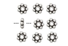 60 Antiqued .925 Sterling Silver 4x1mm Beaded Rondelle Beads with 1mm Hole