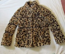 BLUE ZOO faux Leopard skin fur COAT with sequins detail & Bow - 13 yrs. vgc