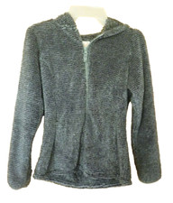 Girls Large 10-12 Plush Hoodie Jacket Black Zippered