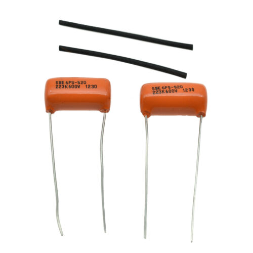 2XGitarowe kondensatory basowe szprague pomarańczowe krople różne rozmiary czapki dźwiękowe - Zdjęcie 1 z 18