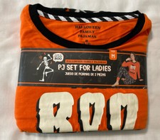 Halloween PJ set Ladies M 8-10 Glow Dark Boo Crew Shirt Matching Pants PJs