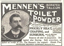 1905 Mennen Toilet Powder Antique Print Ad Borated Talcum Prickly Heat Sunburn